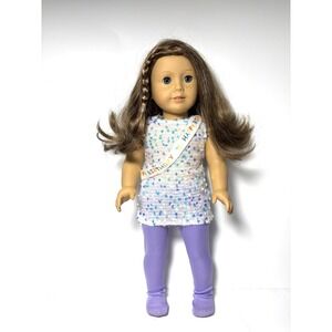 American Girl Truly Me Doll Brown Hair Blue Eyes Freckles Birthday Outfit 18"